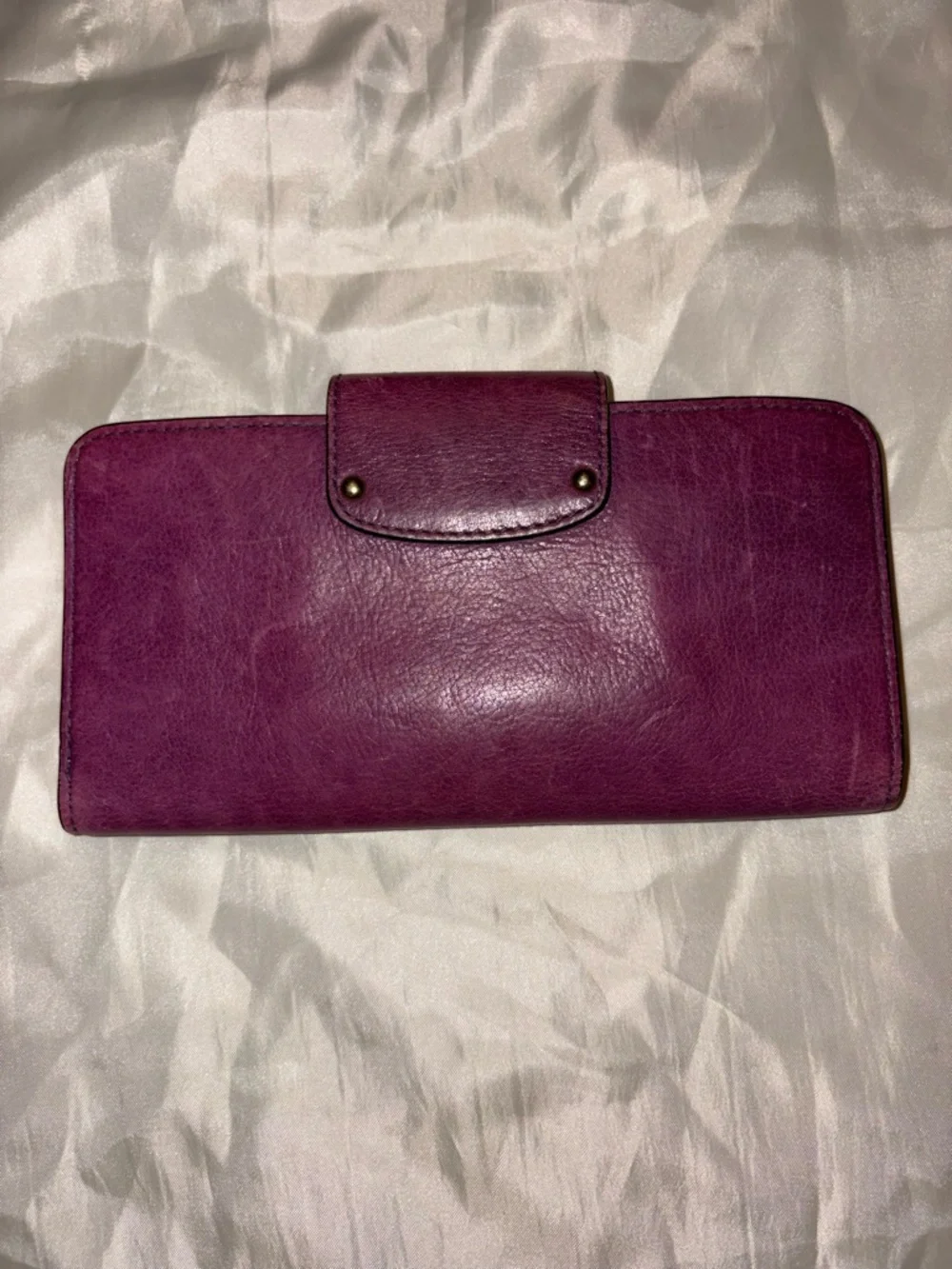 Coach Plum Leather Clutch Wallet with Gold Logo Accent - Picture 3 of 4
